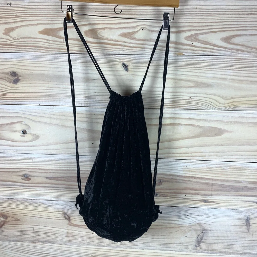 Velvet Rave Grunge Gothic Bag Unbranded Drawstring Backpack Unisex OS Black